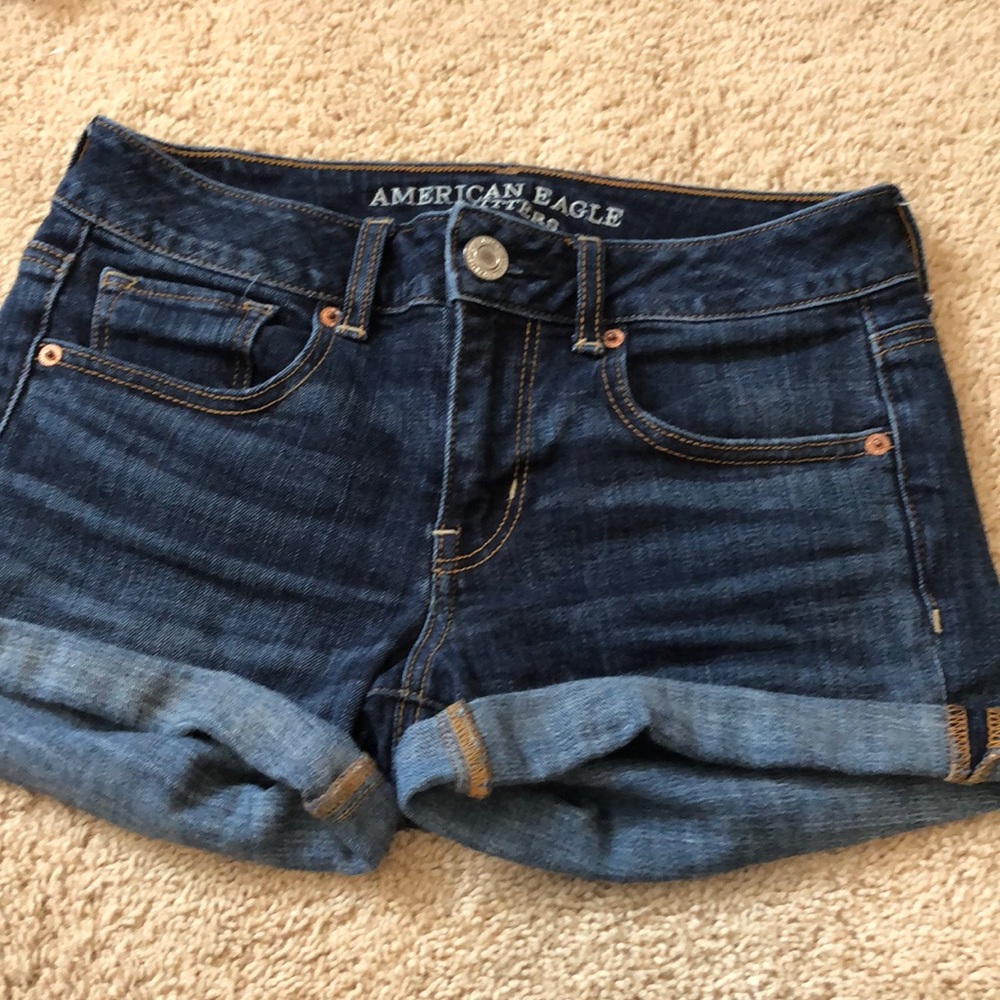 Dark blue denim shorts